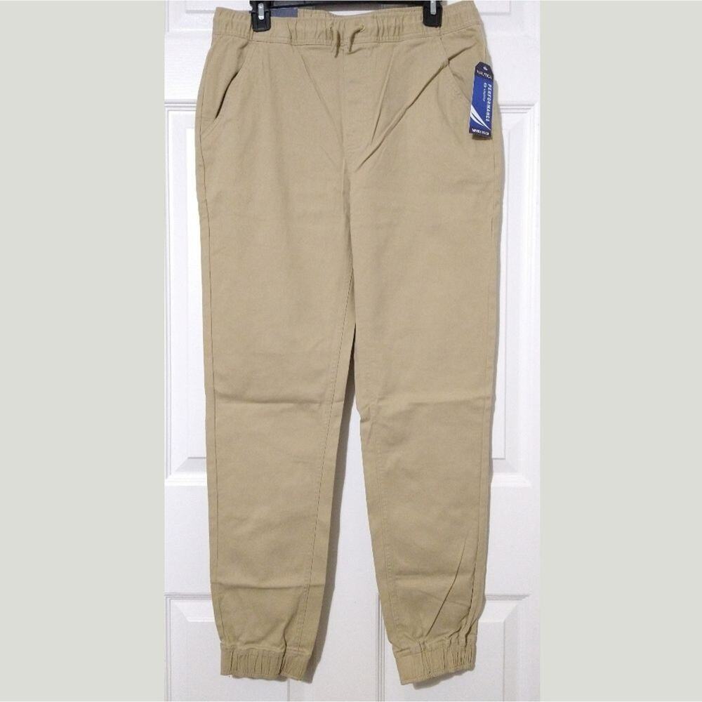 Nautica Jogger Pants Boys Youth Size M 32/34 Young Men Khaki School Uniform